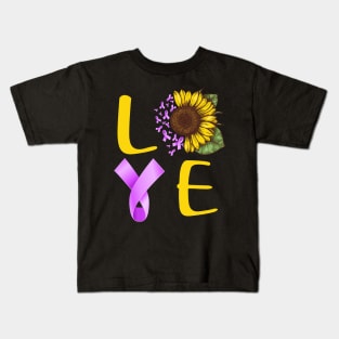 love pancreatic cancer sunflower Kids T-Shirt